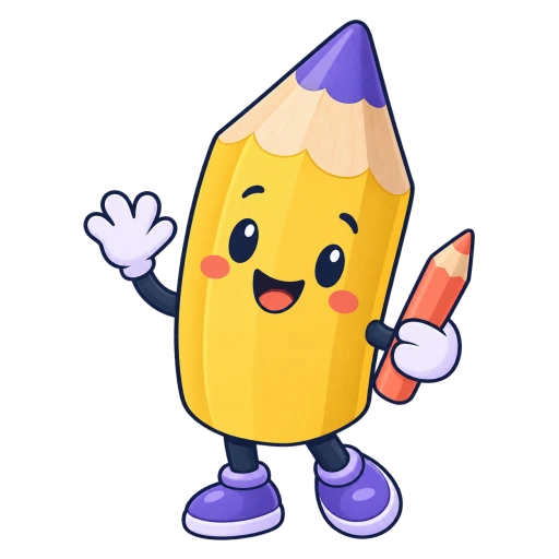 Lolo, un petit crayon jaune et violet qui te fait coucou