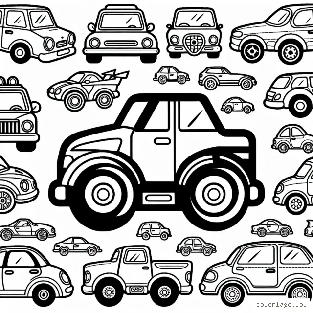 Des voitures de différentes marques à colorier