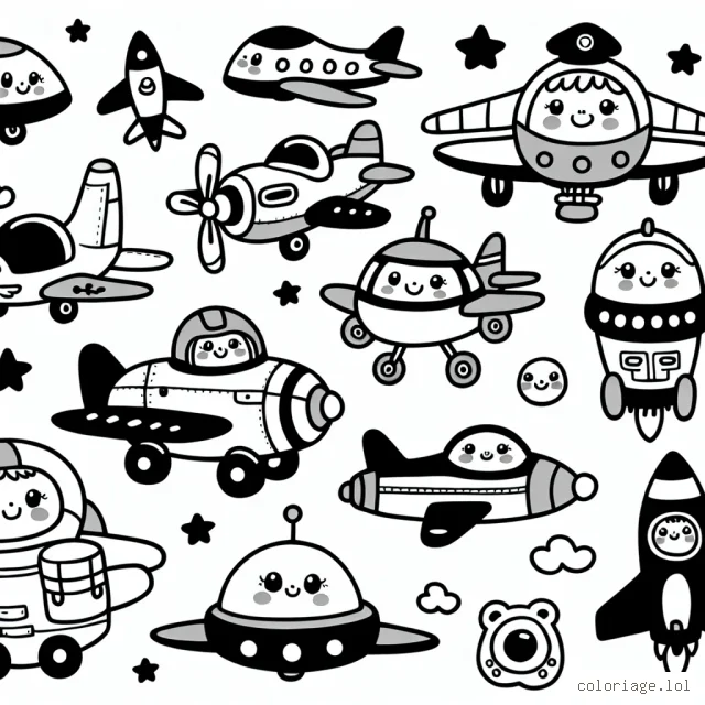 Imaginez un monde où les avions sont animés et ont leur propre personnalité. Il y a des avions de toutes sortes: des avions de chasse, de transport, d'exploration spatiale... Chacun d'eux a une expression faciale et des accessoires qui correspondent à leur personnalité.