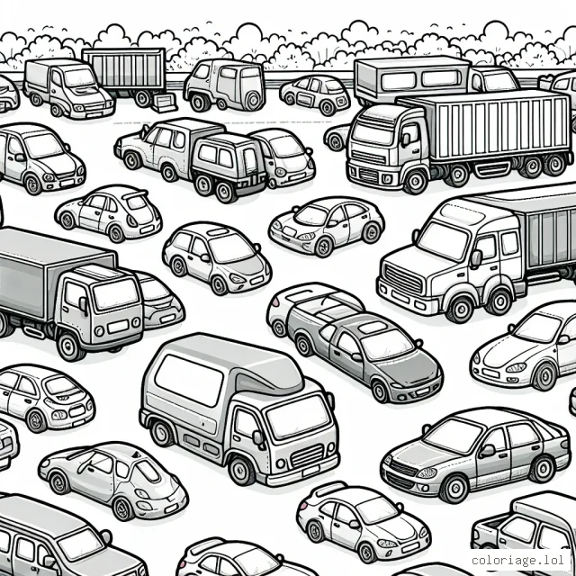 Afficher une scène de voitures différentes par marque dans un grand parking