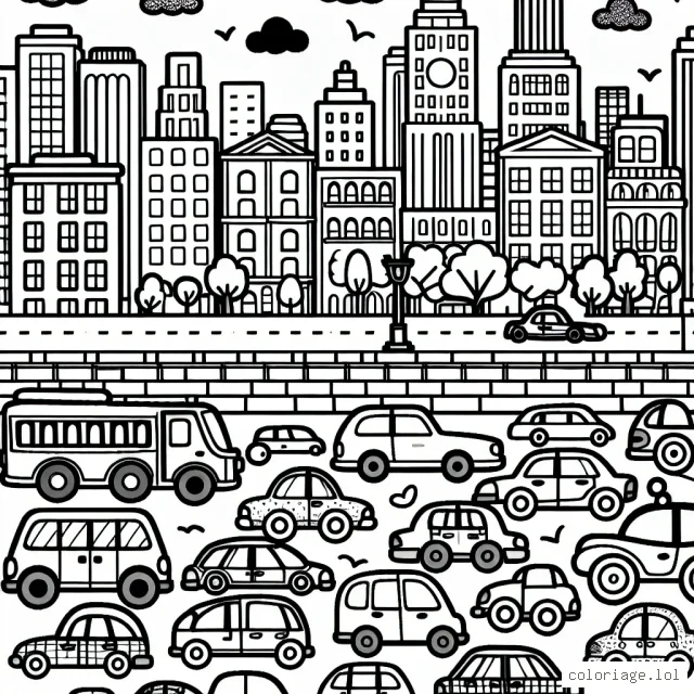 Un défilé de voitures multicolores dans une ville animée