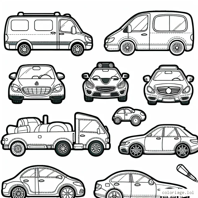 Une sélection de voitures par marque à colorier