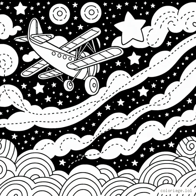Des avions dans le ciel étoilé