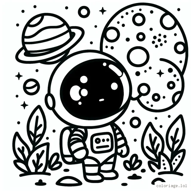 Un petit astronaute explorateur de nouvelles planètes et de nouvelles formes de vie