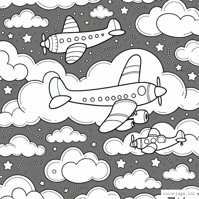 Un trio d'avions volant au milieu des nuages