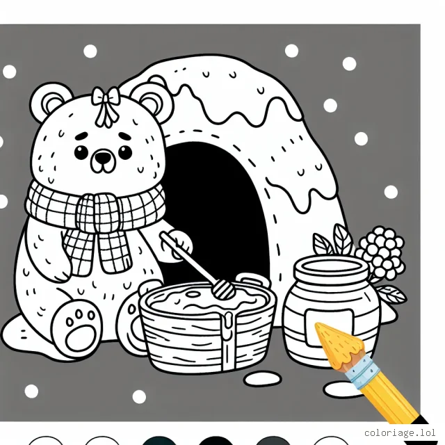 Petit ours se prépare pour l'hiver en remplissant sa caverne de miel