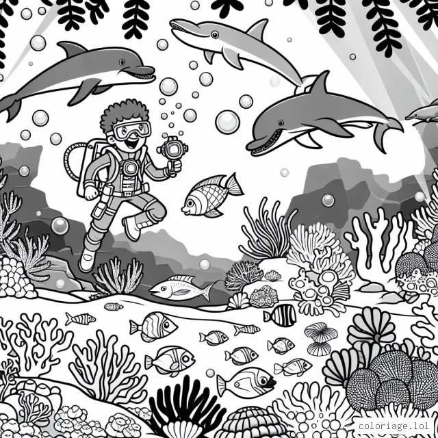 Un super-héros mène une quête passionnante dans les profondeurs des océans pour sauver un trésor volé par un méchant pirate sous-marin. Il y a des dauphins, des requins, des poissons luminescents et de nombreux coraux de toutes les couleurs autour !