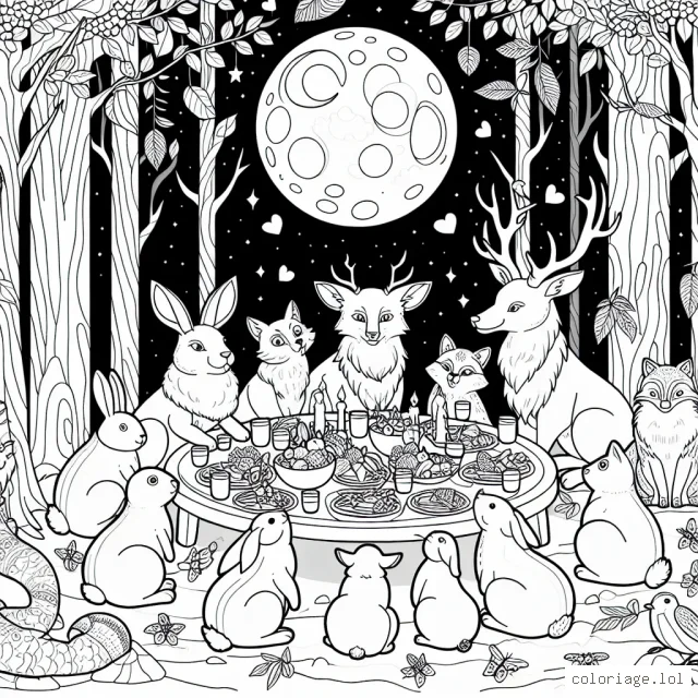 Le festin secret des animaux de la forêt sous la pleine lune