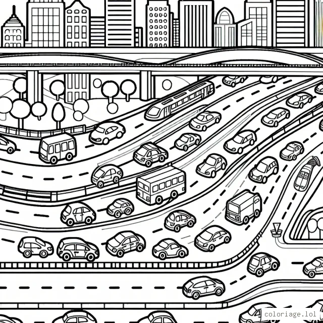 Un circuit routier animé avec différentes voitures