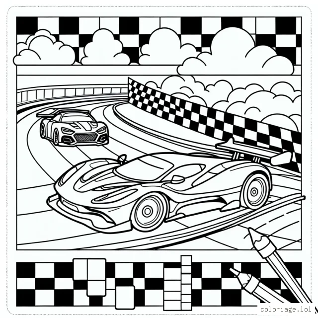 Un circuit de course animé avec des voitures de course vraiment cool et rapides