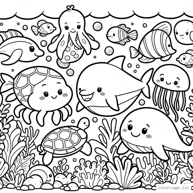 Un monde sous-marin plein de créatures amicales