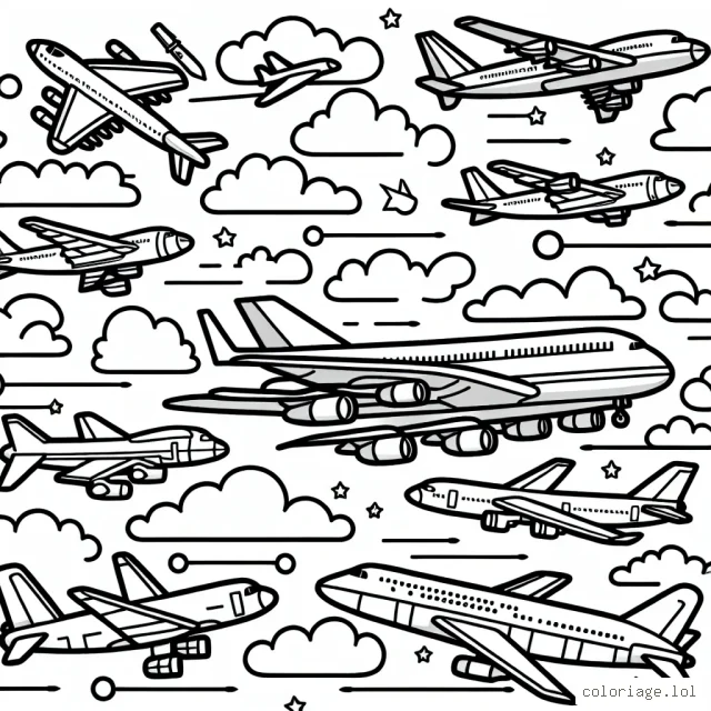 Une flotte d'avions en pleine action