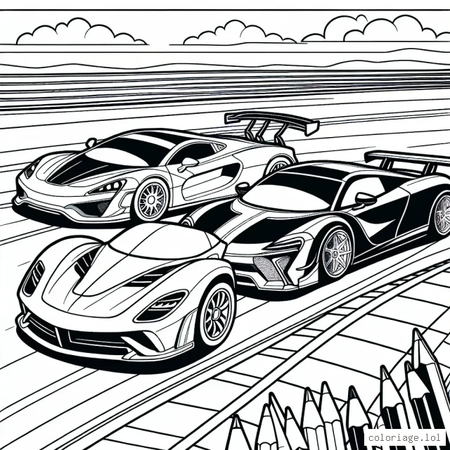 Dessine une Ferrari, une Mercedes, et une Tesla côte à côte dans une course passionnante !