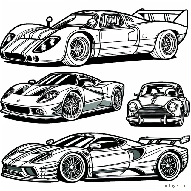 Dessine une parade de voitures célèbres par marque. Commence par la légendaire Ferrari rouge, puis la géniale Bugatti bleue. Ne manque pas l'éblouissante Lamborghini jaune et termine par l'élégante Porsche verte. Amuse-toi à ajouter des détails et des couleurs à chaque voiture pour leur donner vie !