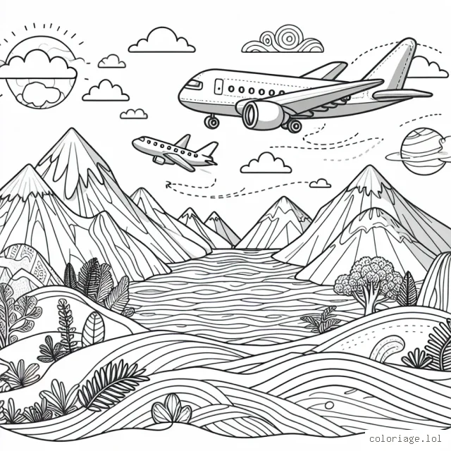 Un avion survolant différents paysages du monde