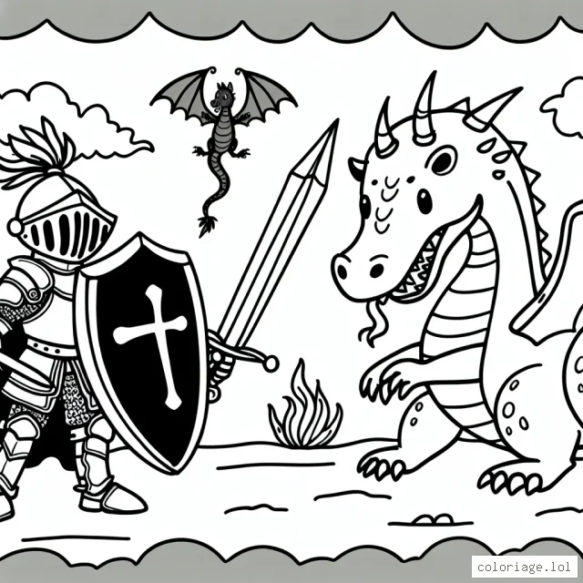 Un jeune chevalier courageux qui protège son royaume d'un dragon féroce.