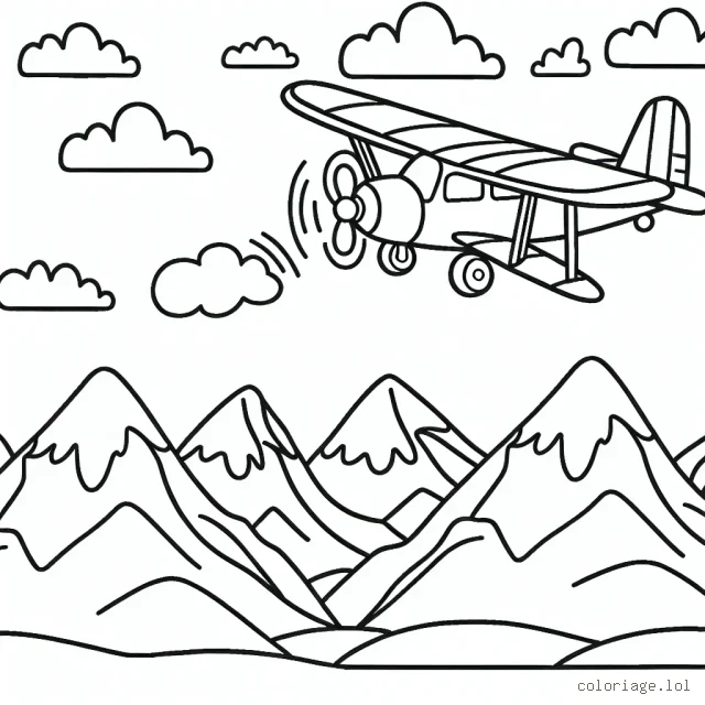Un avion survolant des montagnes