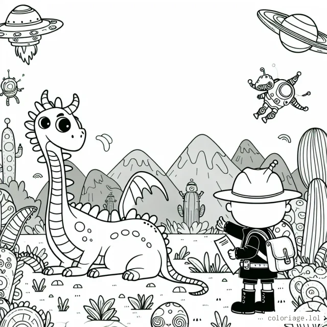 Le petit explorateur et son dragon chez les extraterrestres