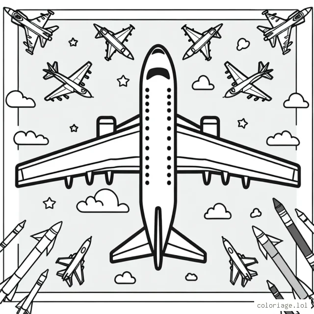 Un grand avion de ligne face à de minuscules avions de chasse