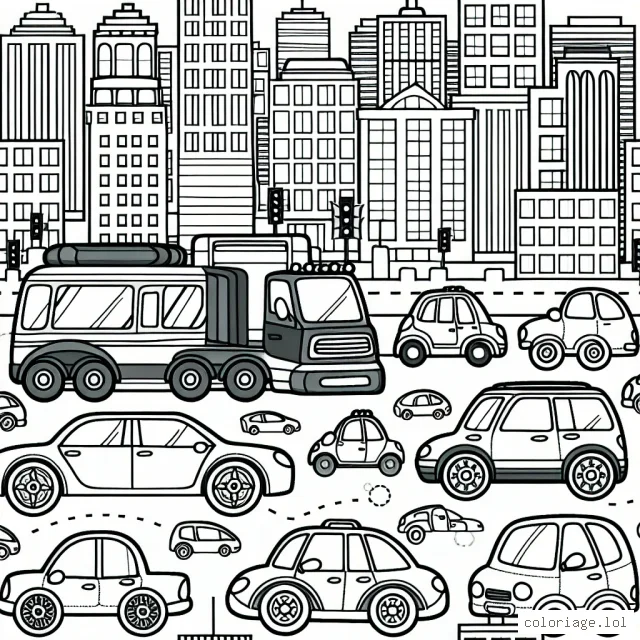 Imagine les voitures de différentes tailles, formes et modèles se promenant dans une ville animée, équipées de roues uniques et de phares brillants.