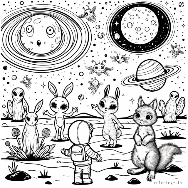 Un jeune explorateur découvrant une nouvelle planète peuplée d'extraterrestres amicaux et d'animaux spatiaux.