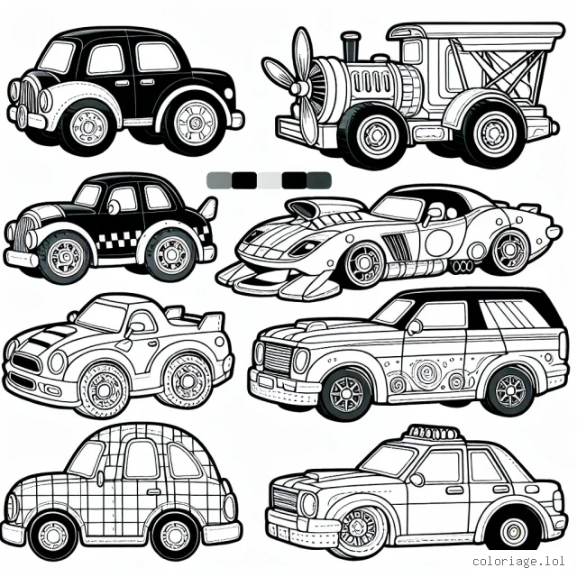 C'est à toi de mettre tes couleurs préférées sur ces incroyables voitures de différentes marques !
