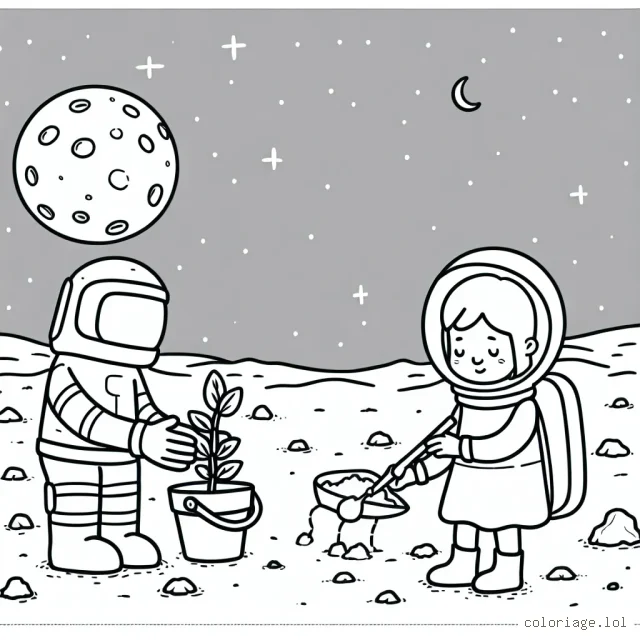 Un astronaute qui décide de planter un potager sur la lune