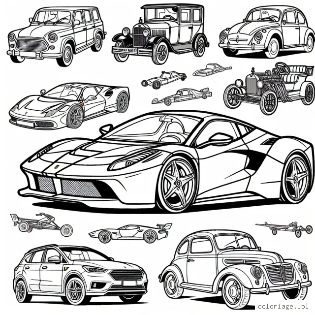 Dessine et colore les différentes marques de voitures du monde entier. Du chic italien avec la marque Ferrrari, à la précision allemande avec Mercedes, remonte dans le temps avec la Ford Model T et démarque-toi avec une Tesla radicalement moderne. N'oublie pas la couleur typique de chaque marque!