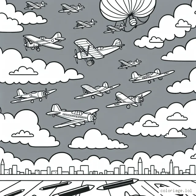 Un défilé d'avions dans les cieux