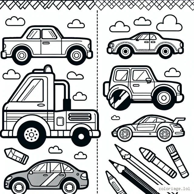 Dessine et colorie les différentes marques de voitures.