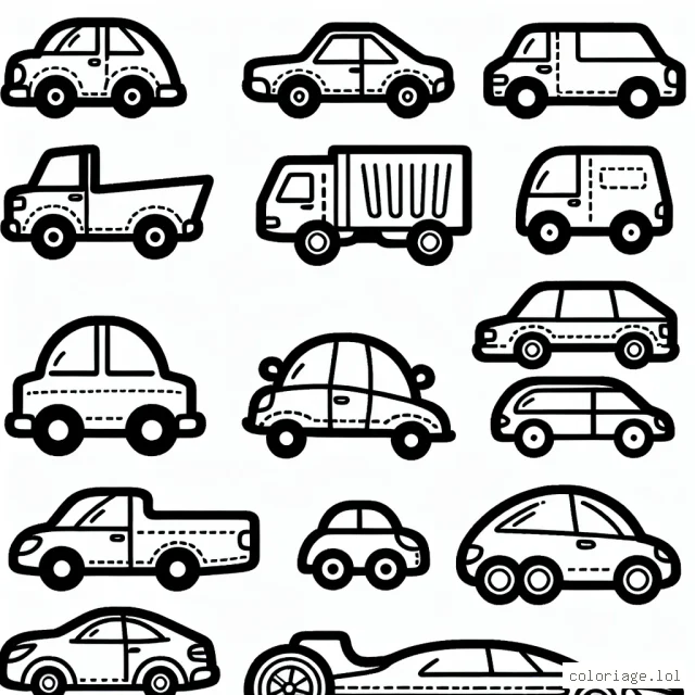 Dessine différentes voitures de marque célèbre en associant chaque marque à une couleur unique.