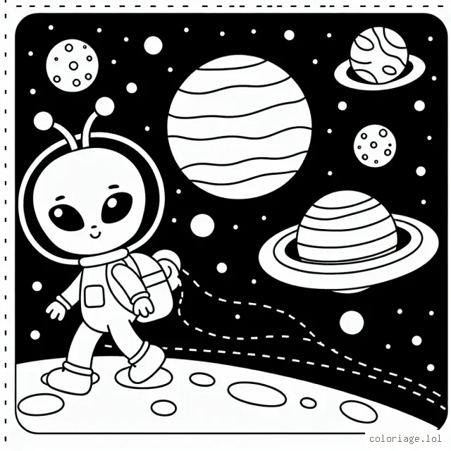 Un petit extraterrestre amical part à la découverte des merveilles de notre système solaire. Les enfants voudront le colorier ainsi que les planète qu'il rencontre sur son chemin.