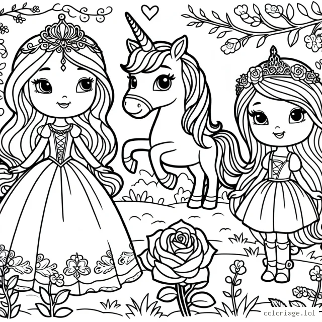 La princesse Sophia, sa meilleure amie Lily la Licorne et l’églantine magique dans le jardin enchanté