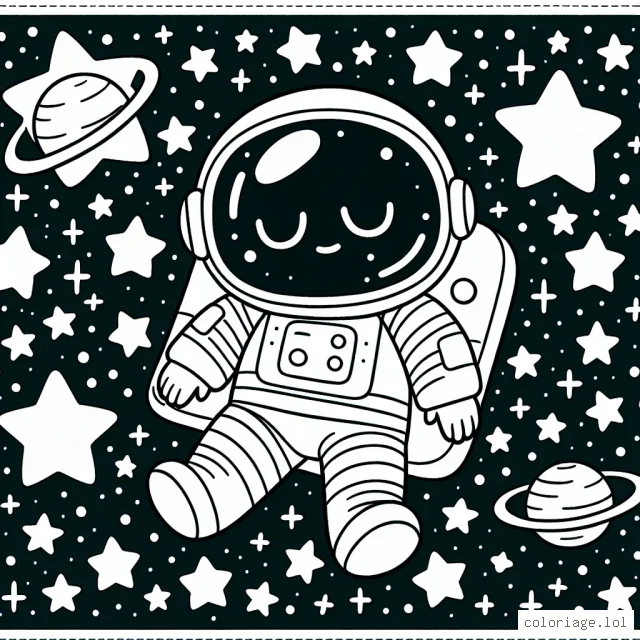 Un astronaute flotte dans l'espace, entouré d'étoiles scintillantes.