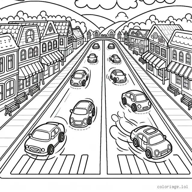 Dessine la course folle des voitures sur la Grand Rue