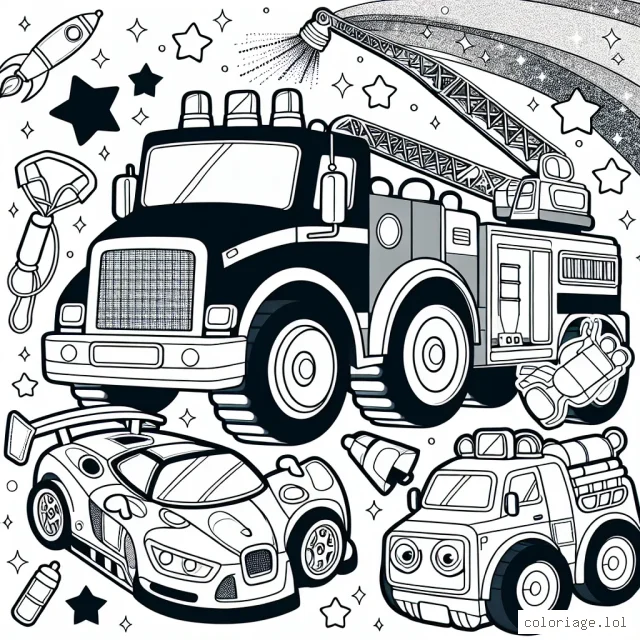 Tout un éventail de véhicules impressionnants vient de sortir du garage imaginaire de Monsieur Mécano. Des voitures de course scintillantes, des camions de pompiers lumineux et des bulldozers robustes n'attendent que vos couleurs pour prendre vie.