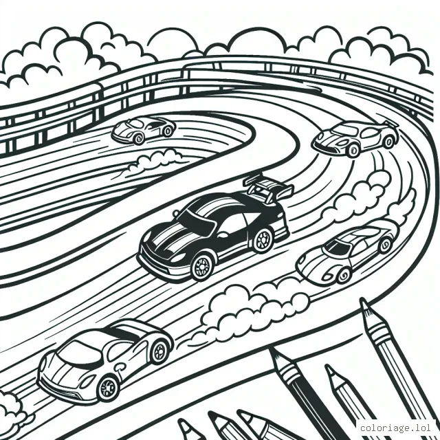 Des voitures en compétition de vitesse sur un circuit animé