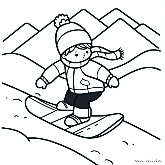 Imagen de un niño practicando snowboard desde una alta montaña cubierta de nieve