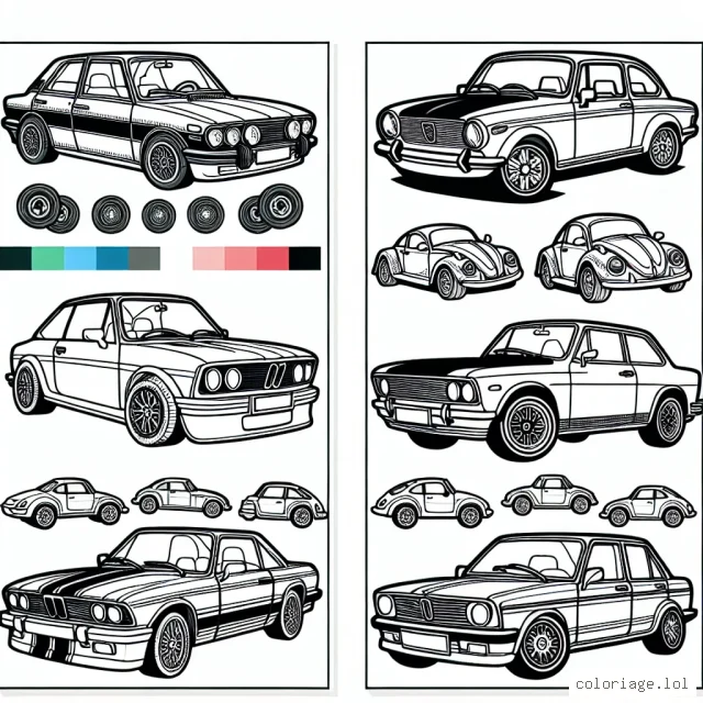L'excitante variété des voitures par marque vous attend dans notre livre de coloriage. Chaque page vous présente une voiture symbolique d'une marque renommée. Votre mission de coloriste est de donner vie à ces modèles automobiles emblématiques.
