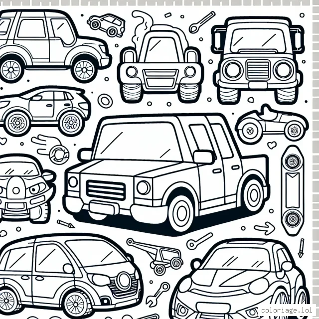 Dessiner et colorier une collection variée de voitures de différentes marques