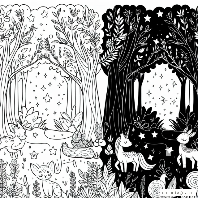 Une forêt enchantée peuplée de créatures magiques.