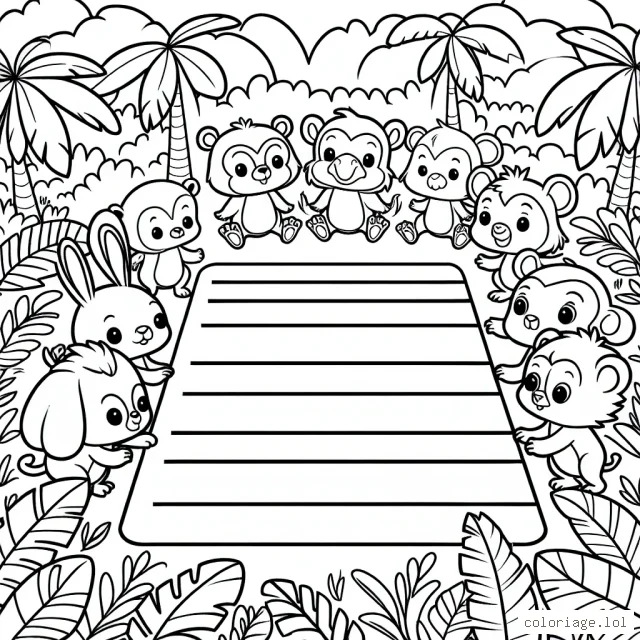 Un groupe d'animaux de la jungle organisant une course amicale à travers une jungle luxuriante.