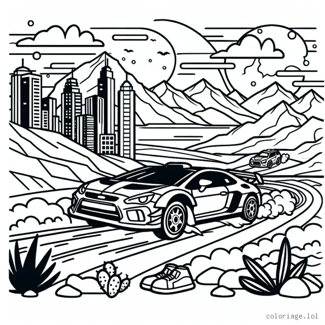 Un rallye automobile passionnant à travers le désert, les montagnes et la ville.