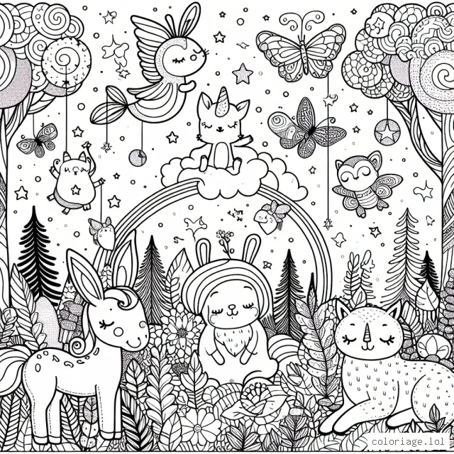 Une forêt enchantée peuplée d'animaux magiques qui peuvent parler