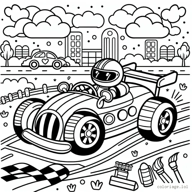 Les enfants, offre des couleurs à cette scène de course de voitures !