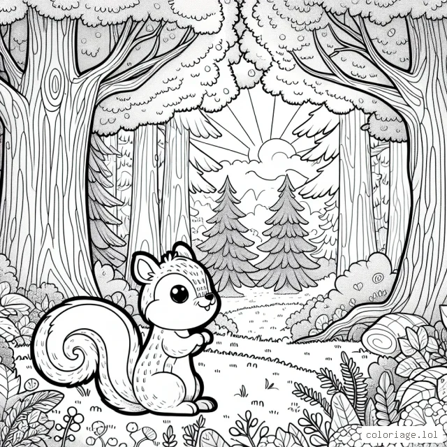 Un petit écureuil profitant d'une belle journée au coeur de la forêt enchantée