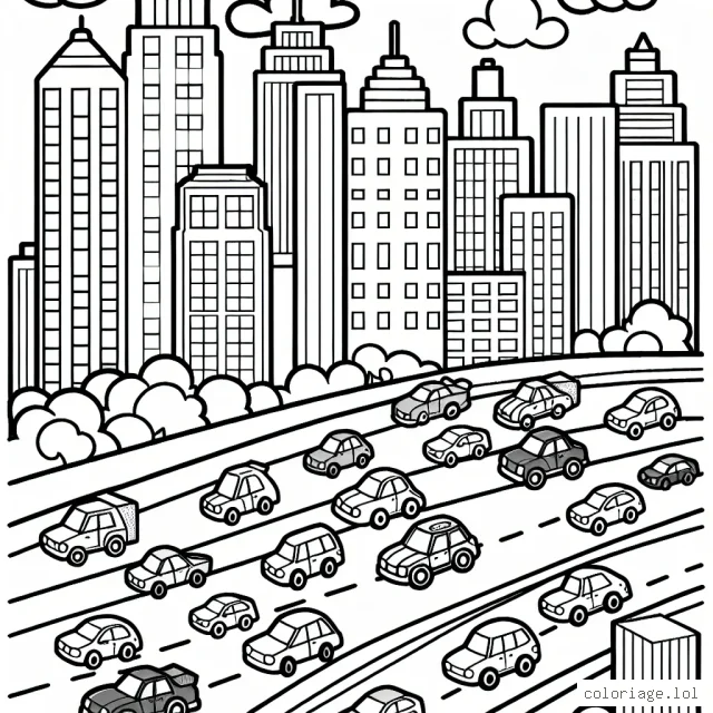 Une course dynamique de voitures colorées traversant la ville animée