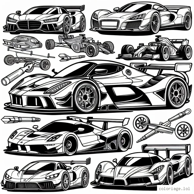 Dessine diverses voitures des marques célèbres : Ferrari, Audi, Mercedes et Bugatti. Assure-toi de donner à chaque voiture des détails précis pour qu'ils soient reconnus facilement. Utilise ta palette de couleurs pour donner vie à ces voitures incroyables!