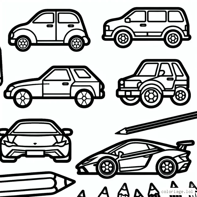 Dessine et colorie différentes marques de voitures