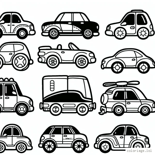 Une collection unique et amusante de voitures par marque à colorier ! Chaque voiture est représentée dans un style de dessin amusant et simple, rendant le coloriage adapté pour les enfants de tous âges.